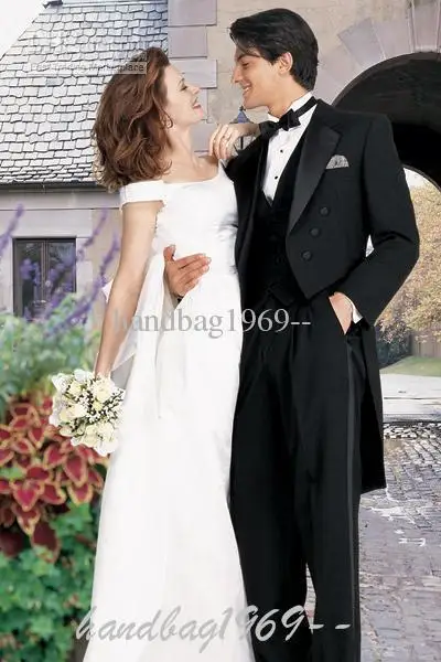 2015 Custom Made Custom-made Black With Shiny Collar Groom Tailcoat Best Man Suits B:265 |