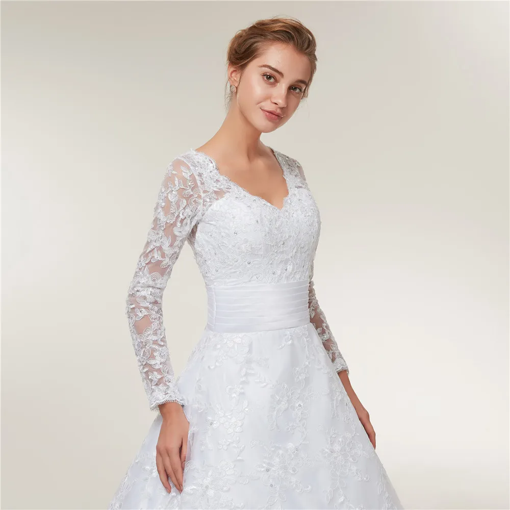 Fansmile Свадебные платья с длинными рукавами и кружевом Vestido De Noiva 2020 размера плюс на
