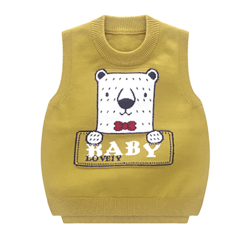 SLKMSWMDJ new autumn and winter children's sweater vest boy girl knit sweater cute cartoon pattern baby comfort vest 15 colors - Цвет: NO7