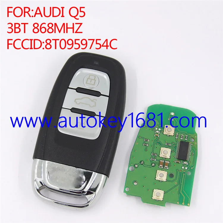 

Remote control smart card car key for Audi Q5 A4L 754c 3button 868MHz FCCID:8T0959754C
