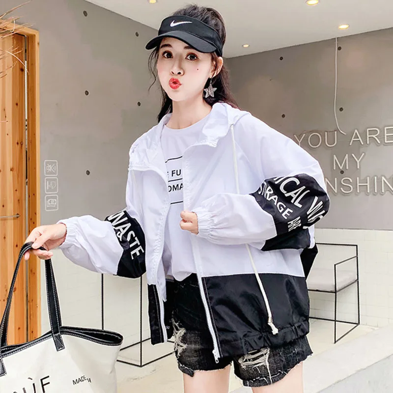 amazing  New Summer Hoodie Jacket Women Patchwork Loose Sunscreen Thin Coat Sun Protection Anti-uv Breathabl