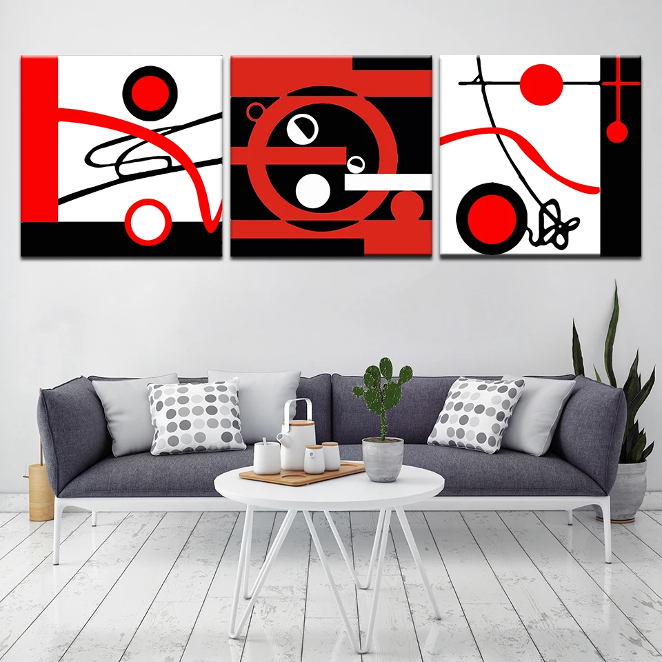 AB588 Red Black Grey White Modern Abstract Framed Wall Art Large Picture Prints 