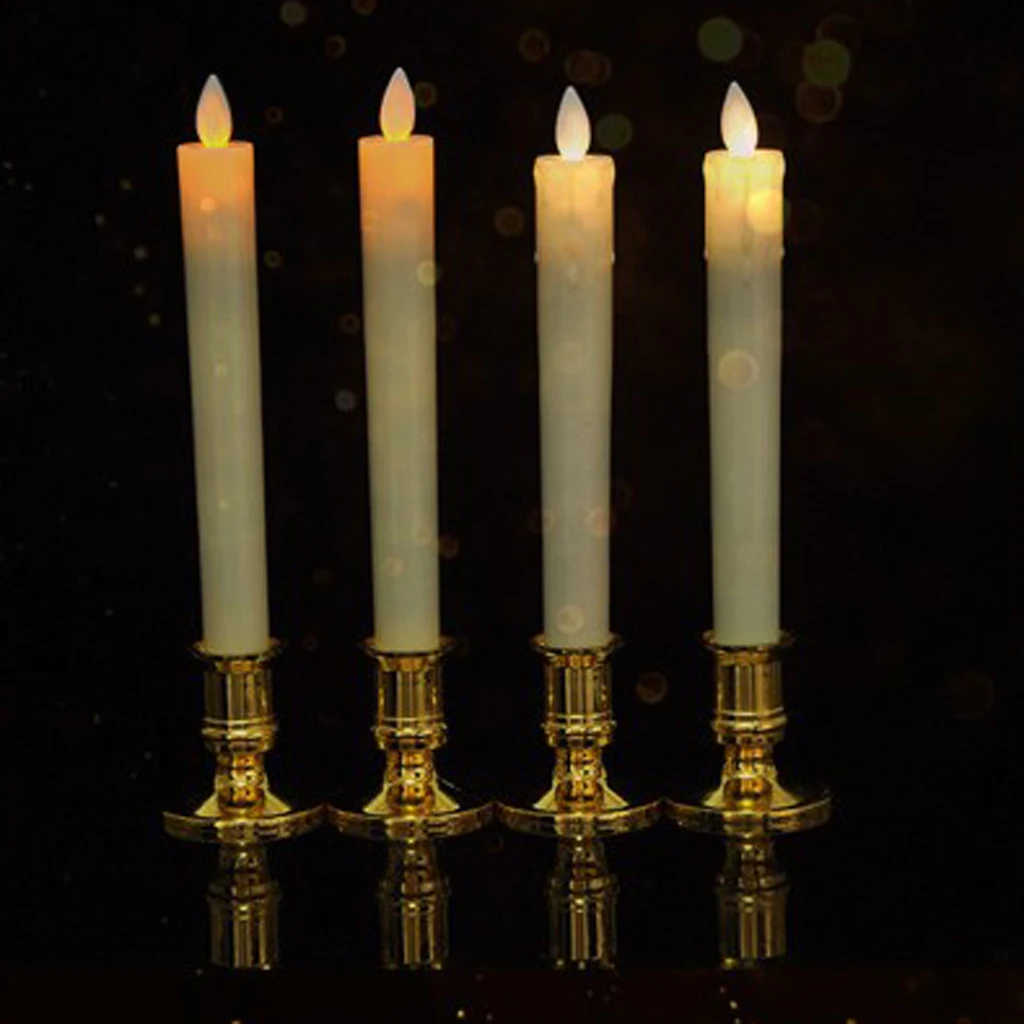 

2 pcs Battery Operated LED Candles Swinging Flame Window Candle with Base Swinging Flame Candle For Hotels Museums Churches