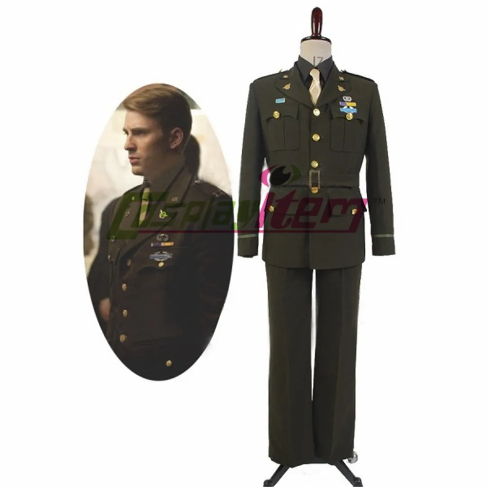 Заказ мужской Костюм Фильм Капитан Америка Стив Роджерс Армия Равномерное