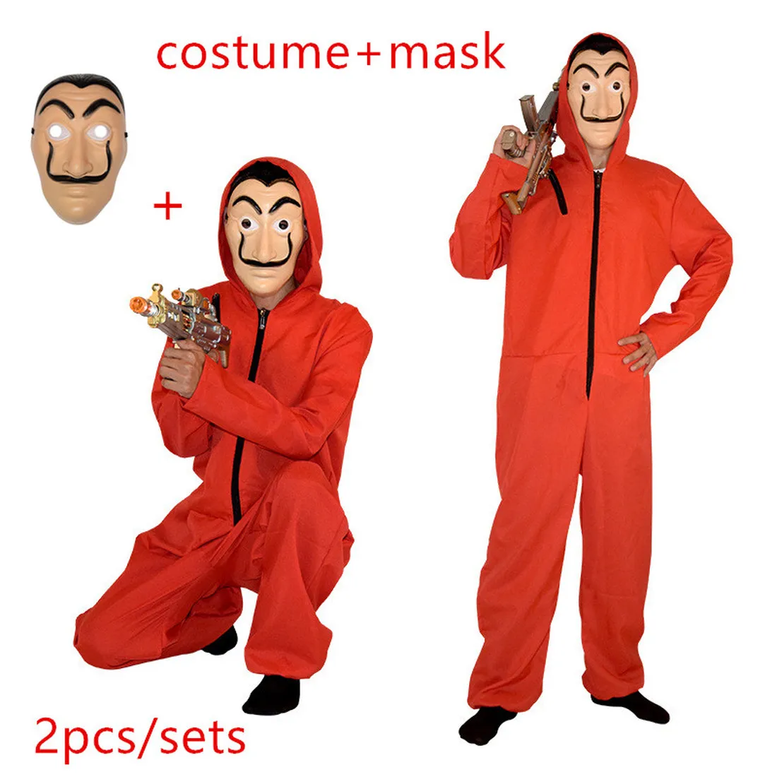 

2019 Salvador Dali Movie Costume Mask Money Heist The House of Paper La Casa De Papel Cosplay Halloween Party men adult Costumes
