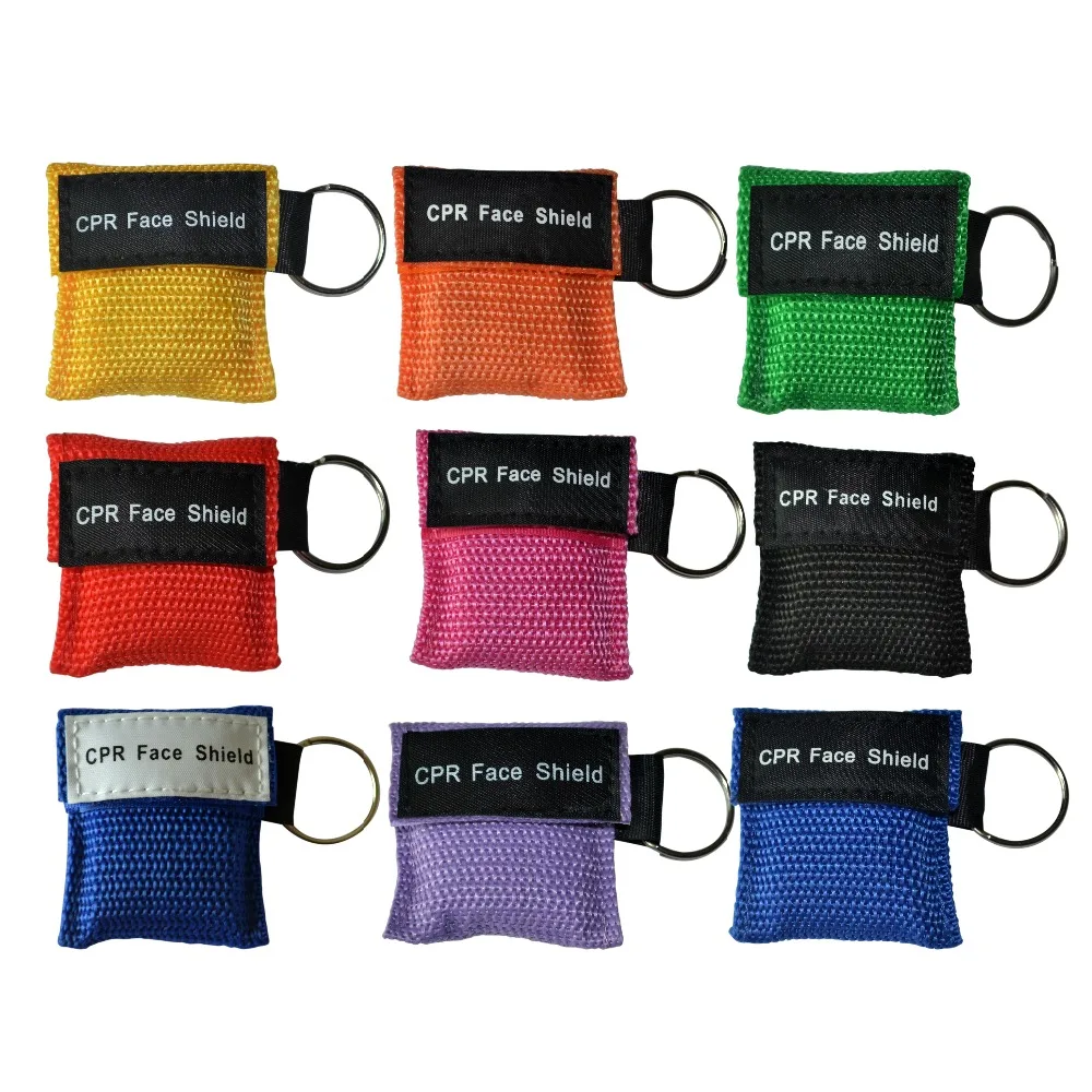 

Optional Color 50Pcs/Lot CPR Resuscitator Mask CPR Face Shield Keychain With One-way Valve Mouth To Mouth Health Care Tools