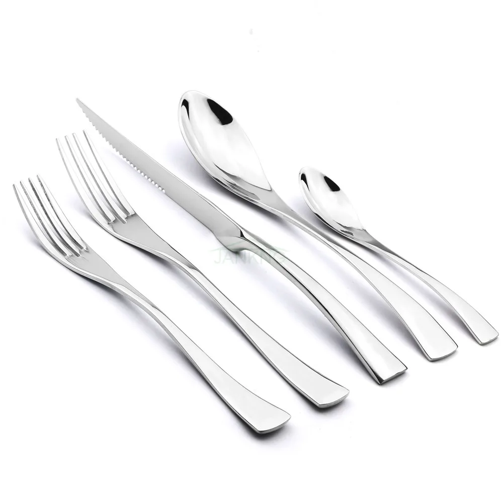 JANKNG 30 шт./компл. набор столовых приборов 18/10 Нержавеющая сталь посуда зубчатые острый стейк Ножи набор посуды Услуги для iPhone 6