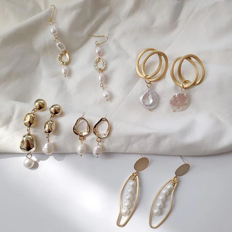 

4 Design Fashion Trendy Women Classic Gold Color Long Drop Earrings Party Wedding Dangle Earrings orecchini boucle d'oreille