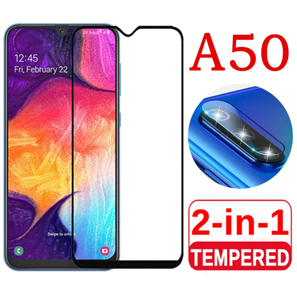 

2 in 1 a50 camera glass on the for Samsung galaxy a 50 screen protector 50a tempered glas protective lens tremp sheet armor film