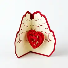 3 шт./партия, 10X15 см, креативная 3D открытка на заказ, День Святого Валентина, пригласительная открытка с конвертом, красное сердце на руку
