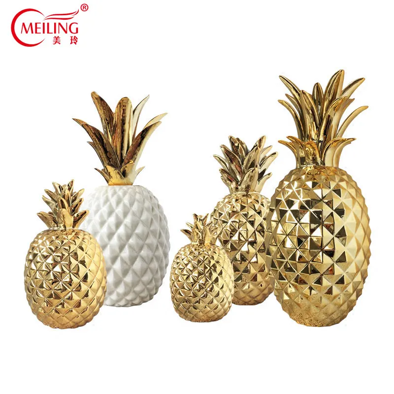 

Luxury Gold Ceramic Pineapple Home Decoration Accessories For Living Room Dining Table Wedding Centerpiece Nordic Fruit Figurine