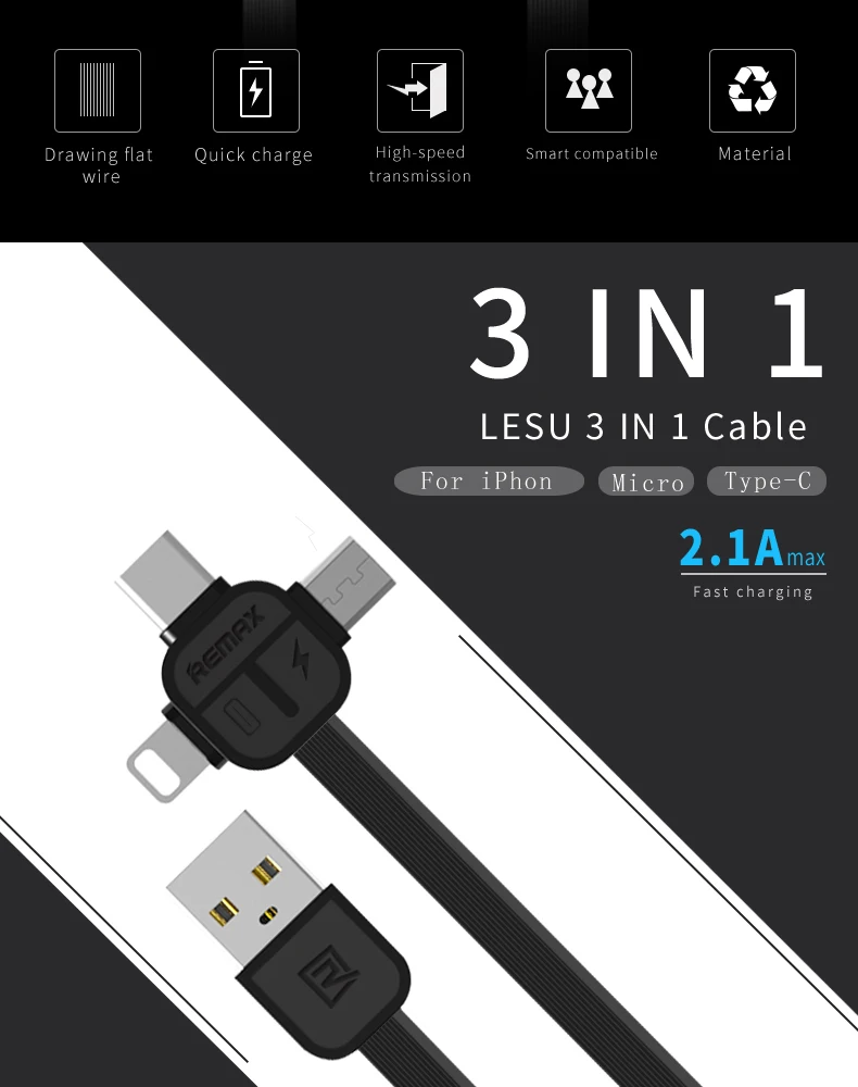 REMAX Lesu 3 in 1 USB Cable_02