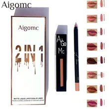 AIGOMC beauty Матовая жидкая помада макияж увлажнитель длительного действия блеск для губ косметический набор для губ и карандаш для губ batom