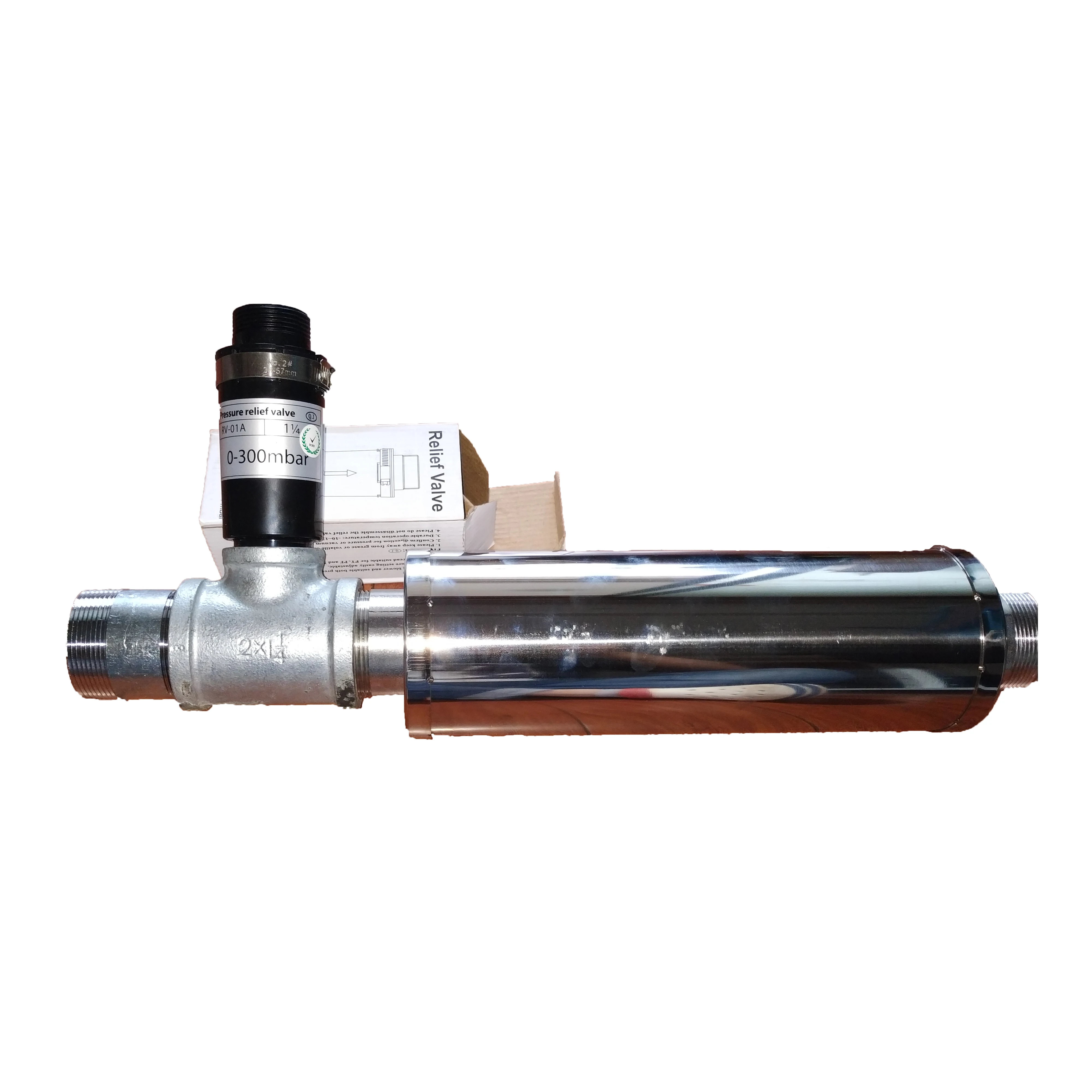 

ROHS 1PC Relief valve+1PC 2inch double screw thread connector+1pc 2inch T connector+1PC2inch ss silencer+MF16 used for blower