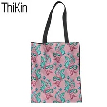 THIKIN Женская Складная сумка для покупок Женская сверхмощная сумка на плечо для Женщин Русалочка Льняная сумка большая емкость сумка для покупок