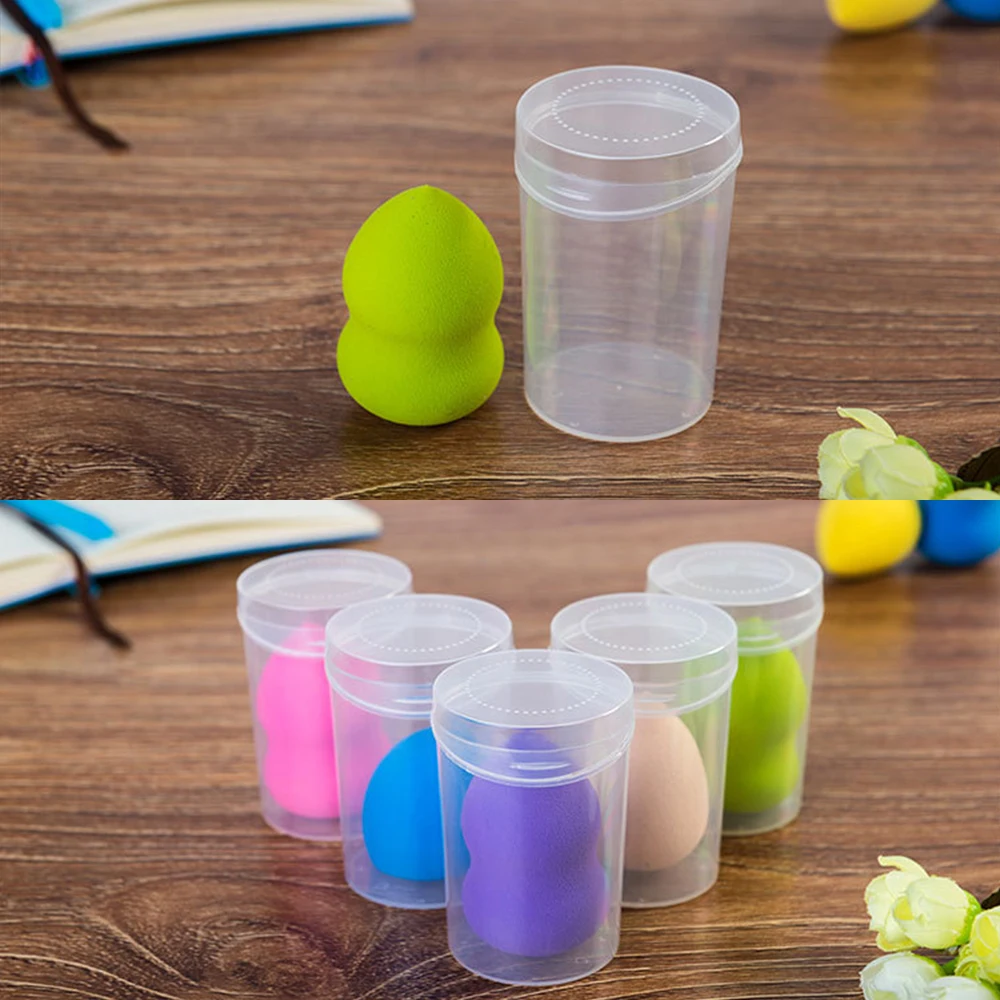 

2PCs Plastic Beauty Makeup Sponge Puff Holder Stand Storage Box Portable Travel Container Face Powder Cosmetic Egg Puff Case
