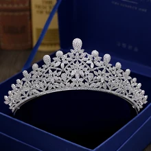 Fashion retro luxury crystal flowers CZ zircon crown wedding bride dinner banquet dressing jewelry Beauty tiaras free shipping