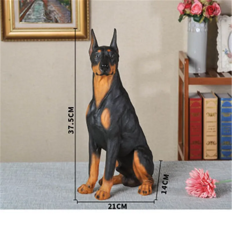 Моделирование добермана пиншер Европейский стиль собака колофония ремесла скульптура украшение дома G1064