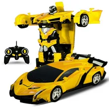 Transformador de RC 2 en 1 RC coche que conduce coches deportivos conducir Robots de transformación modelos de Control remoto coche RC lucha juguete para regalo