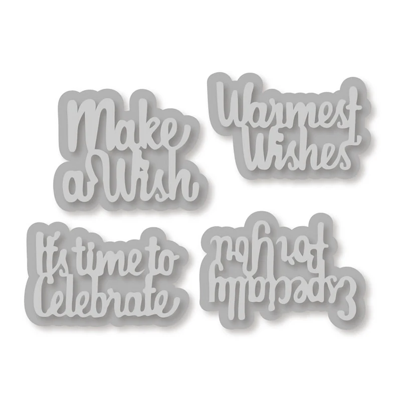  Hemere Wishes Word Frame Embossing Knife Mold Metal Cutting Dies for DIY Scrapbooking Invitation/Al - 32986917607
