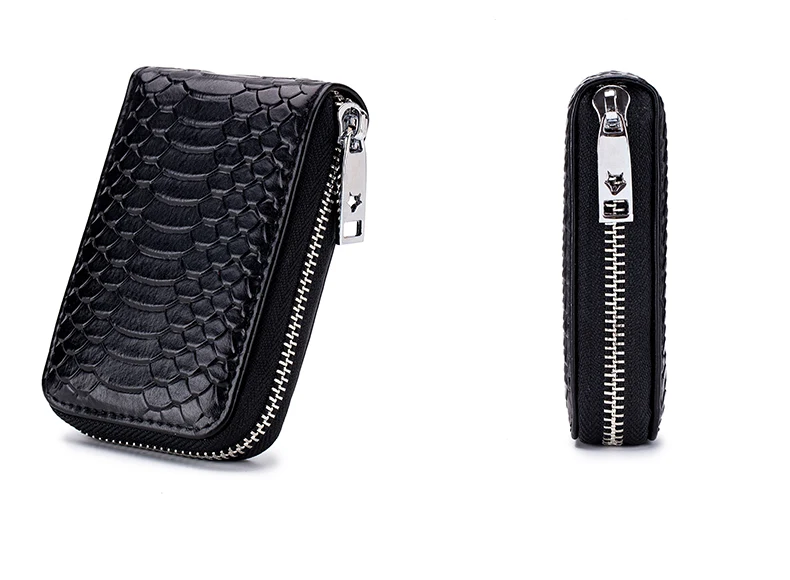 Lomelobo Unisex Serpentine Card Holder Split Leather Women Men Credit ID Business Cards Wallet Fashion Bank Cards bag Coin Purse HCL7148 Details (13)