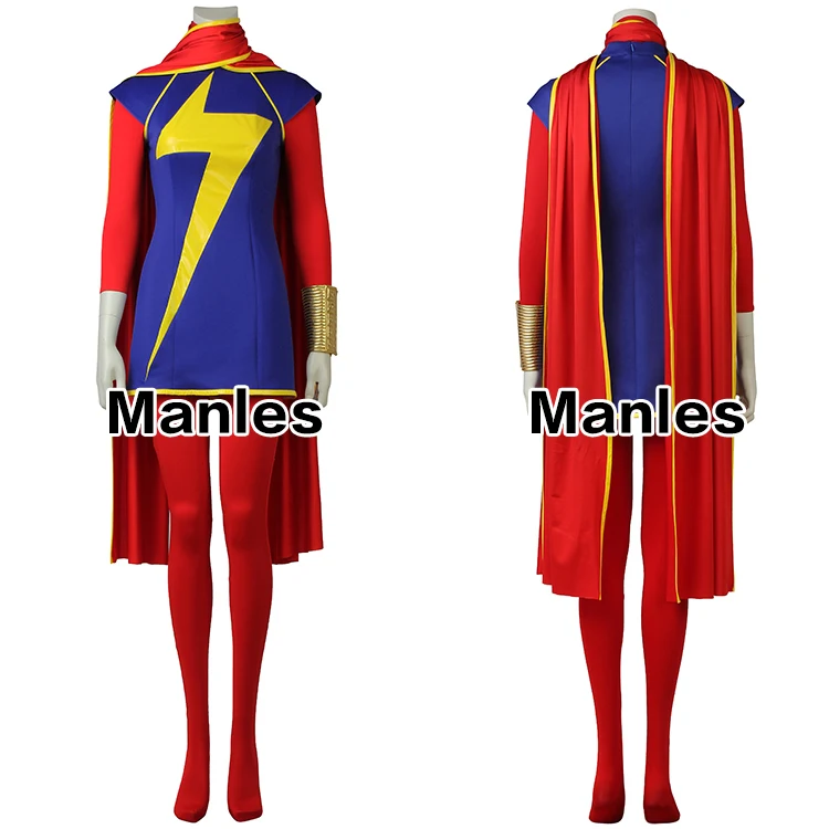 Comics Ms. Marvel cosplay Kamala костюм Хана супер мощная ролевая одежда костюм героини одежда на Хэллоуин ботинки красный плащ для взрослых