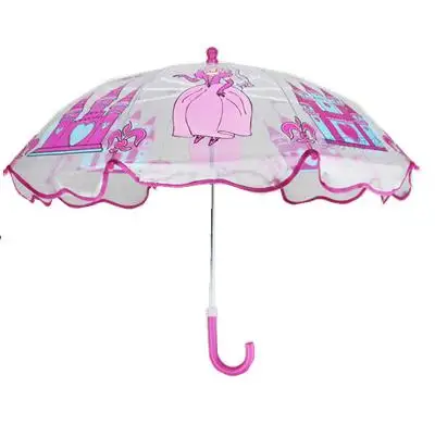 Высокое качество Дети студентов девушка зонтик мультфильм розовый принцесса замок прозрачный зонтик популярный