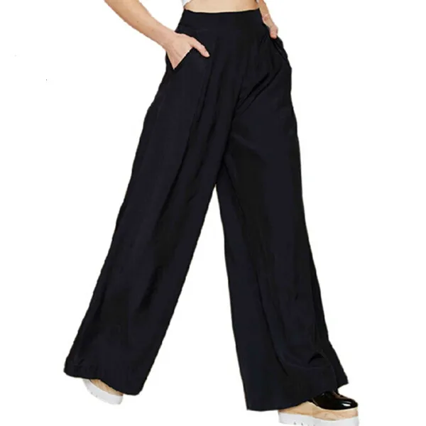 

2018 New Summer Style European Brand Handsome Casual Wide Leg Pants For Women Ladies Trousers Zipper Pockets Pants