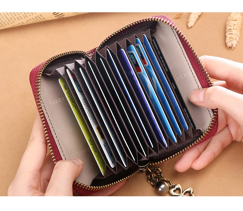 SENDENF визитная карточка мини-Кредитная карточка кожаный чехол на молнии и кулон маленькая карточка дорожный кошелек для женщин Женский
