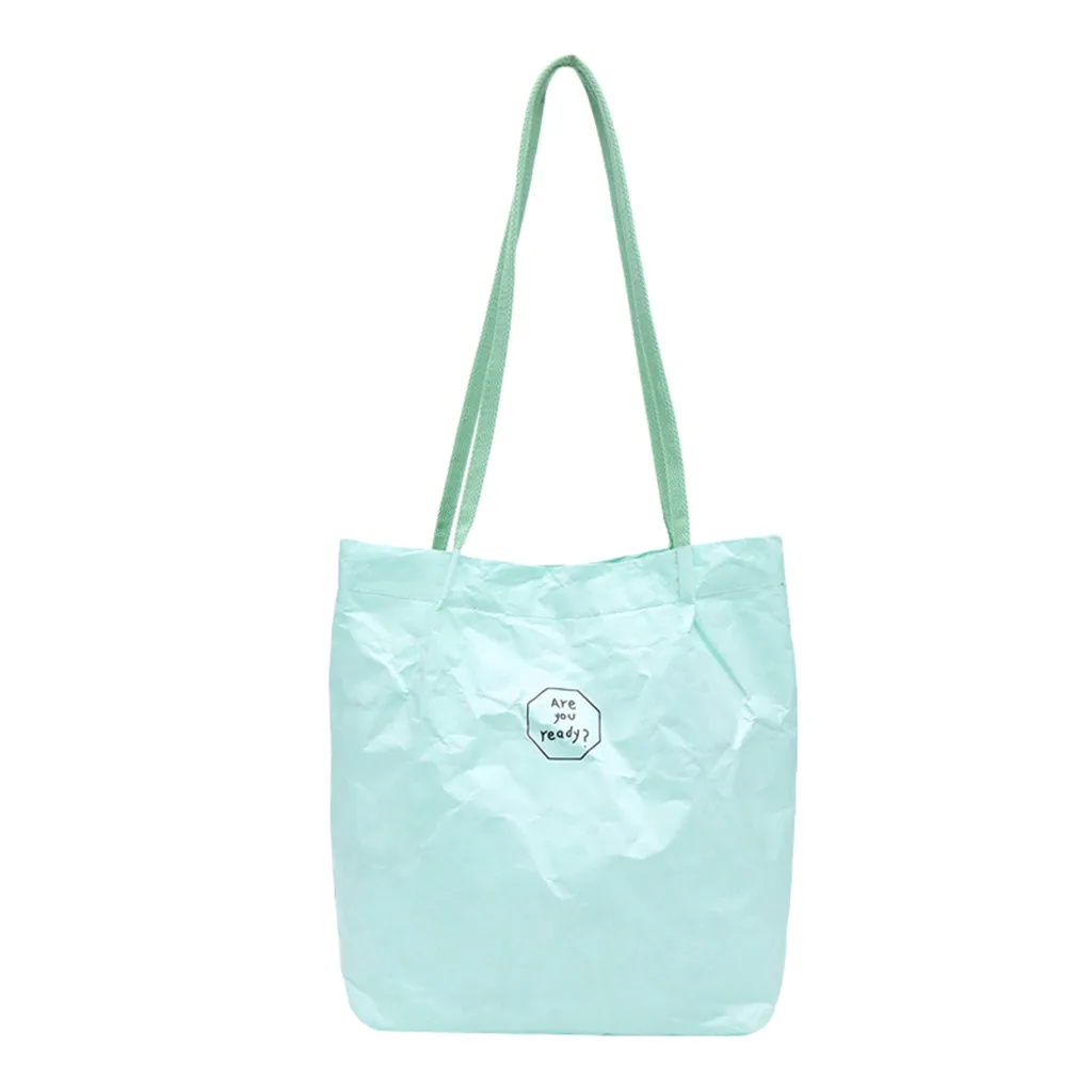 

Women's Retro Kraft Paper Splash-Proof Shoulder Bag Solid Color Letter Handbag Tote Bag Shopping Pack bolsa feminina X