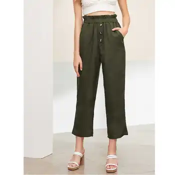 

Women Summer Autumn Solid High Waist Casual Pants
