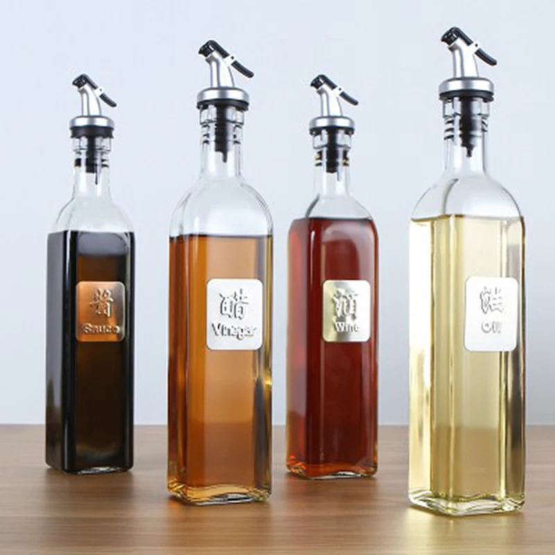 No Drip Spout 500ml Glass Oliver Oil Sauce Vinegar Wine Dispenser