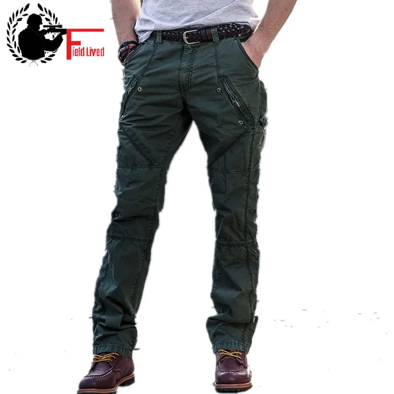 

Multi-Pocket Men's Military Cargo Pants Loose Style Men Pants Tactical Casual Long Trousers Male Joggers Zip Fly Size 29-38