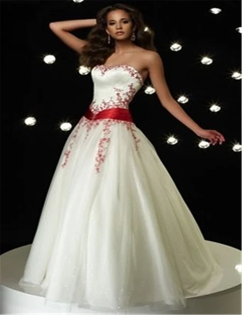 del bordado vestidos novia rojo y blanco satén del hombro De fiesta Vestido De novia Vestido De novia De Noiva Casamento - AliExpress