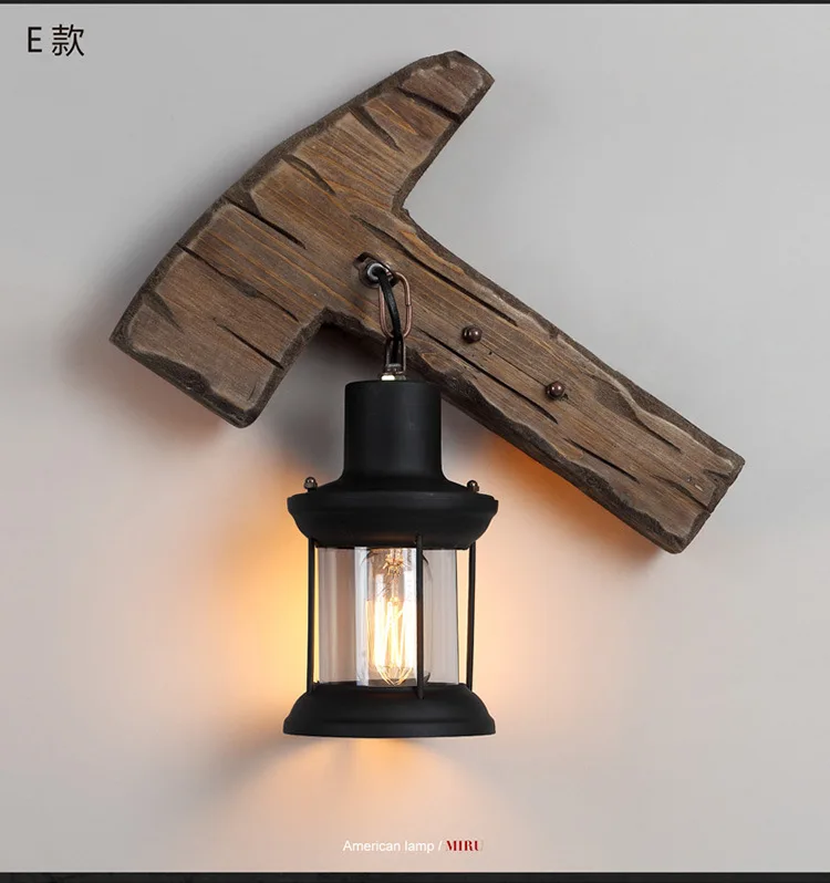 Американский Ретро промышленный деревянный креативный Бар Кафе бра для ресторана Настенные светильники для дома