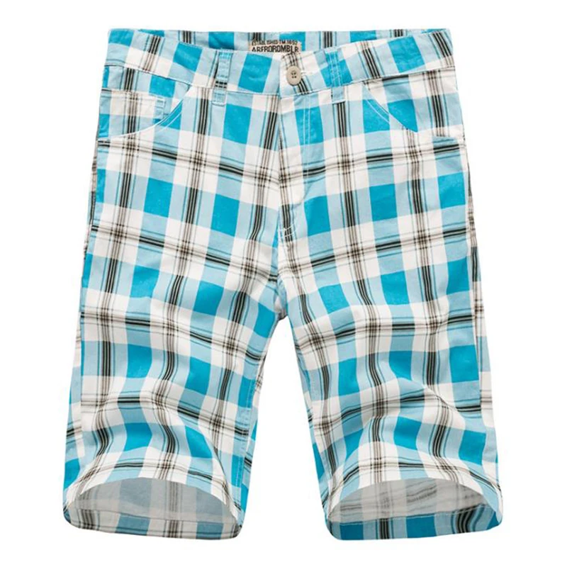 Summer Plaid Thin Casual Shorts Men Cargo Shorts Fashion Striped Plaid