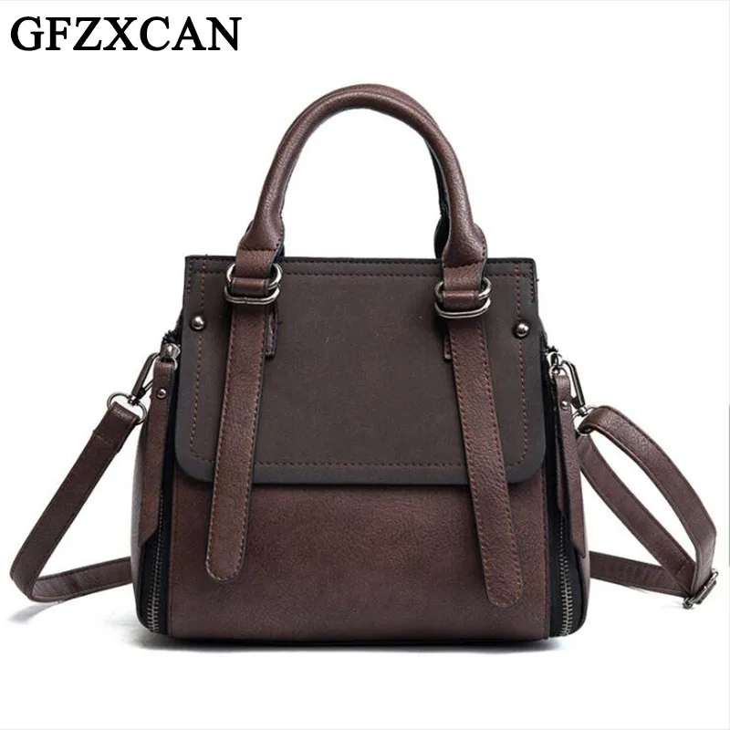 

2019 new ladies retro high quality leather handbag fashion wild scrub single shoulder Messenger bag bucket bag