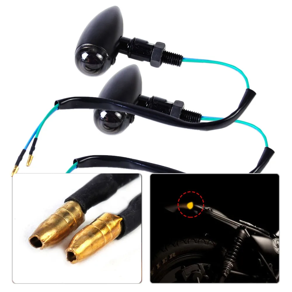 

CITALL 2PCS Motorcycle Black Bullet Turn Signals Light Blinker Indicator for Harley Honda Suzuki Bobber Yamaha Chopper Dirt Bike