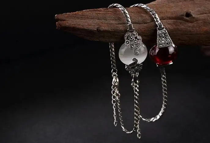 

JOOCHEER Sterling S925 925 silver Bracelet Bangle natural stone trendy 19CM