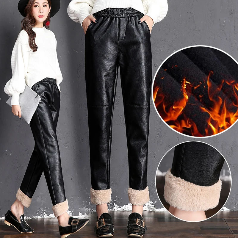 

Fashion Women's Leggings Sexy Casual Cashmere Skinny Leather Leg WinterWarmer Vevet Leggins Pants Trousers Woman's