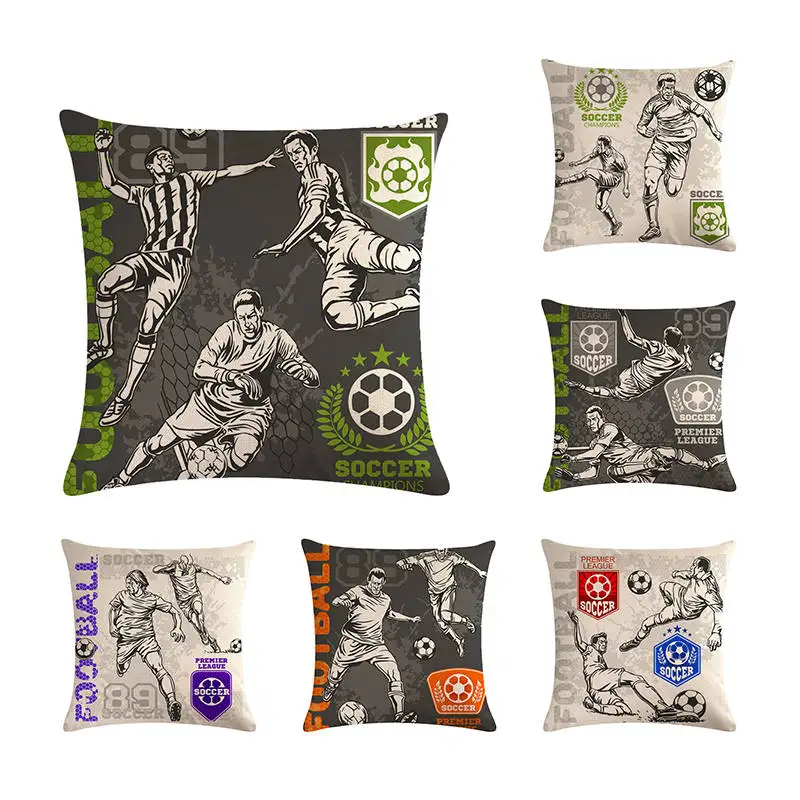 

Nordic Sports Linen Pillow Case Portrait Football Star Cushion Cover Decorative Throw Pillow Covers Sofa Cover Home Decor ZY429
