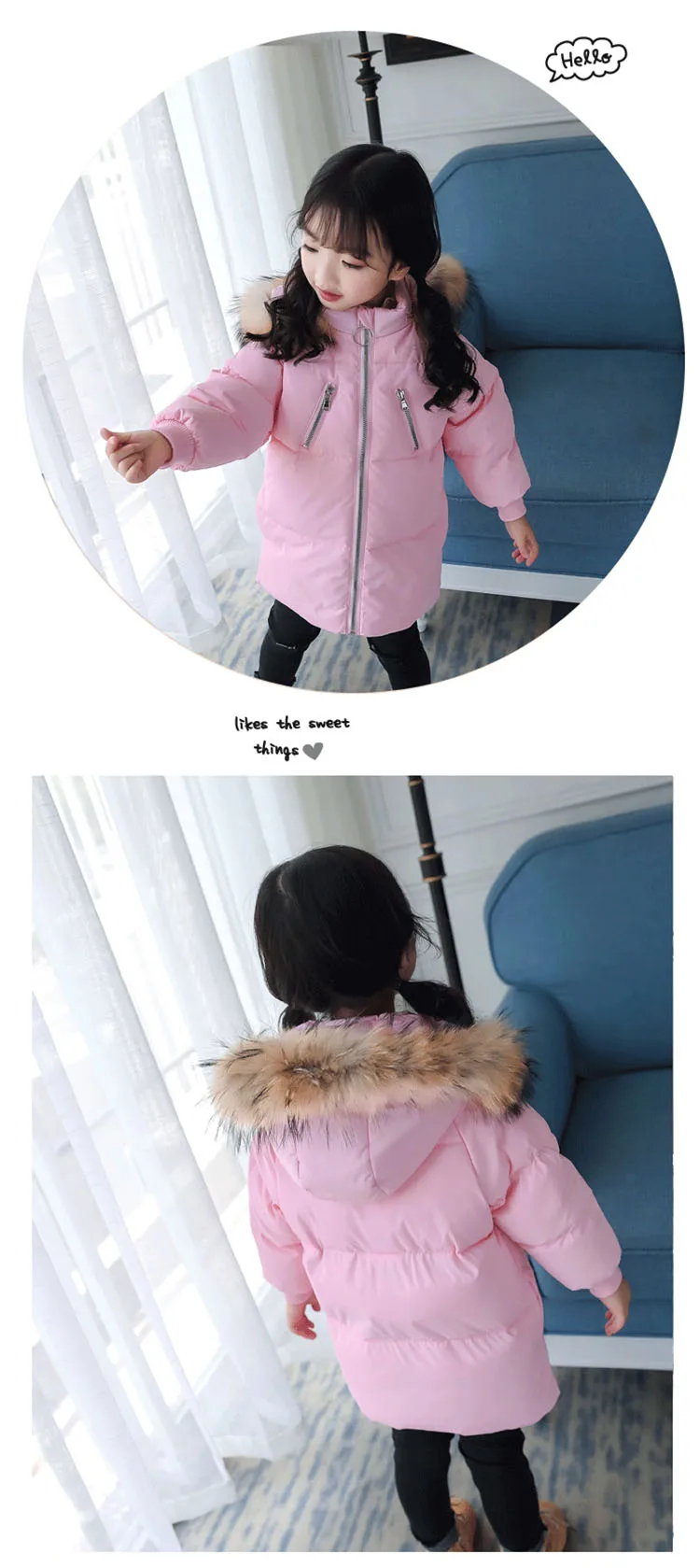 Куртка-пуховик на белом утином пуху, Детское пальто с разноцветным мехом енота, топы с капюшоном для маленьких мальчиков и девочек, зимняя одежда для детей 2, 3, 4, 5, 6 лет