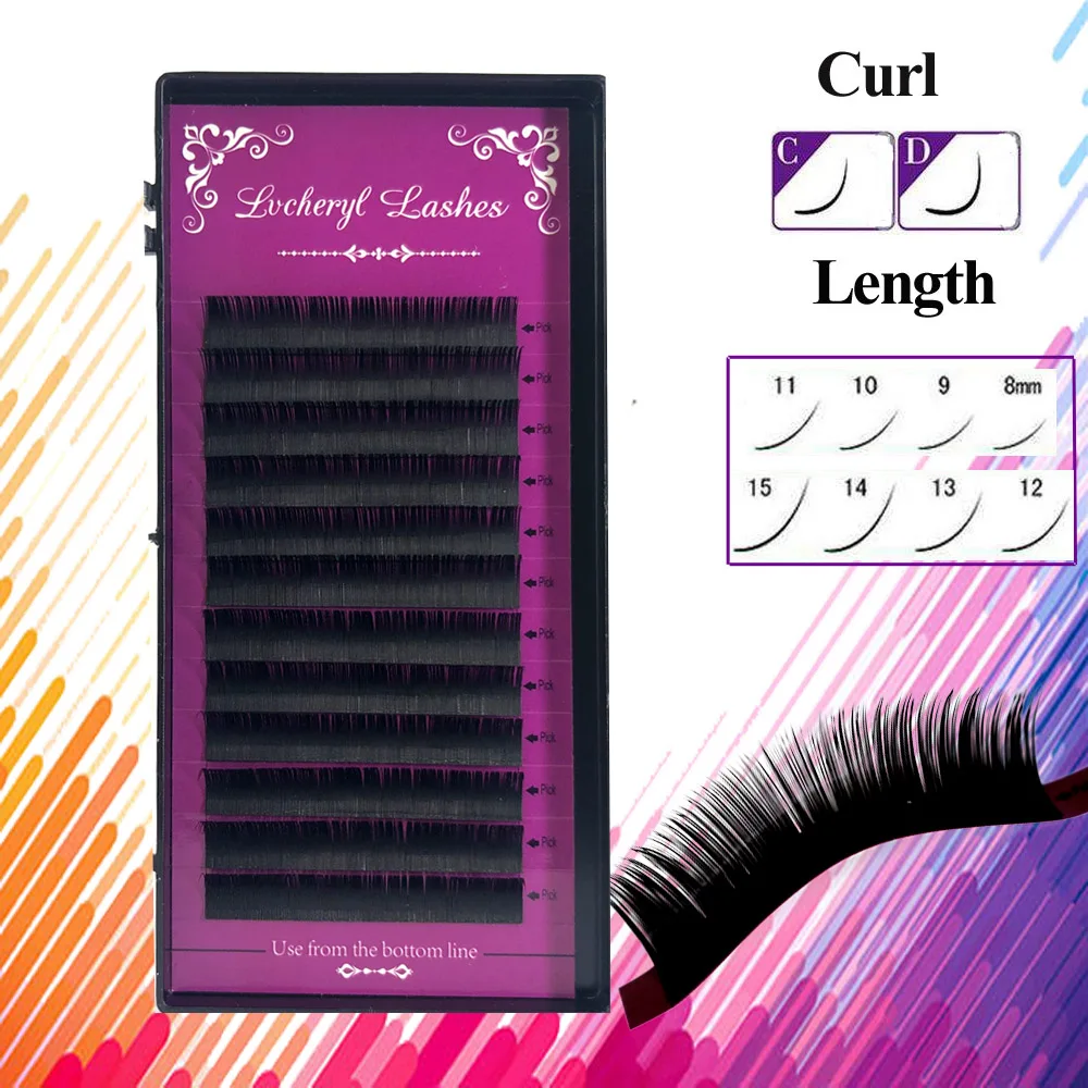 

Lvcheryl C/D False Eyelashes Natural Soft Individual Eyelashes Extension Professionals Russia Volume Silk Lash Mink Lahes
