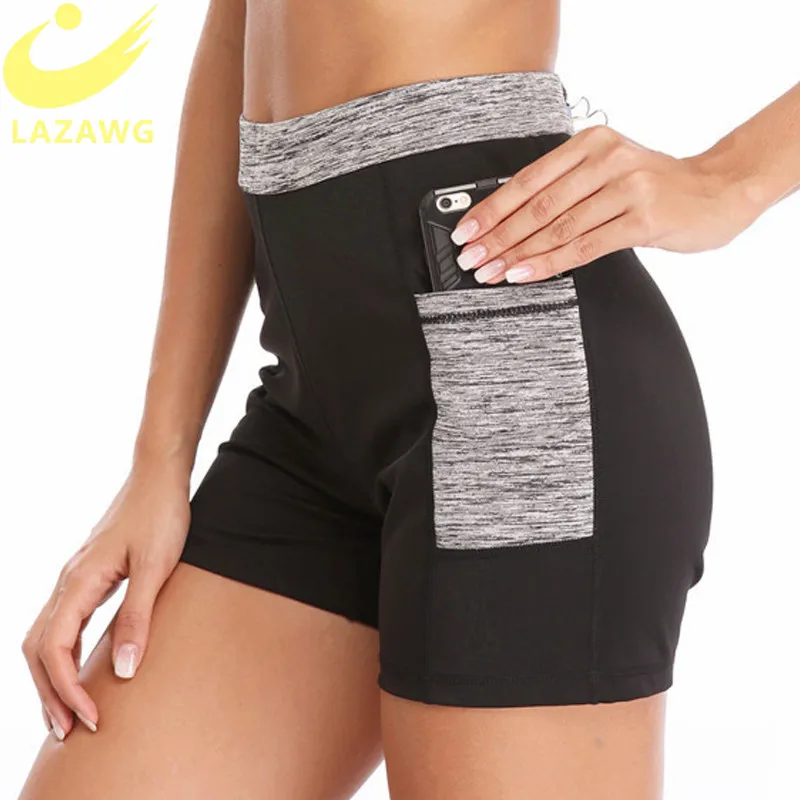 LAZAWG Women Sport Shorts Phone Pocket Gym Pants Sweat Neoprene Sauna Shorts Hot Workout Pant Slimming Legging Capris Shorts LAZAWG Women Sport Shorts Phone Pocket Gym Pants Sweat Neoprene Sauna Shorts Hot Workout Pant Slimming Legging Capris Shorts