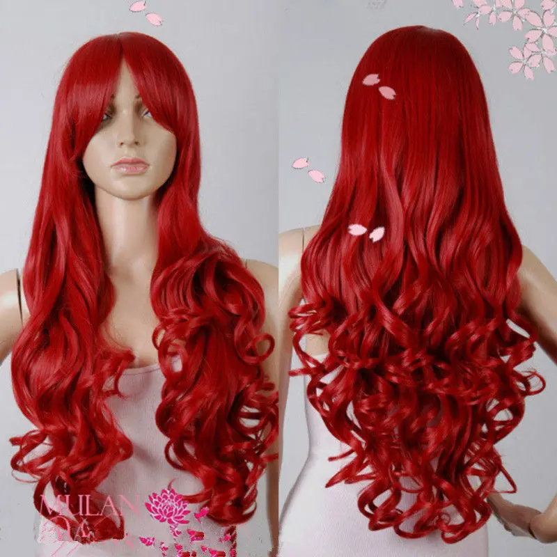 Miss 001529 Popular New Cherry Red Long Curly Cosplay Party Wig On 