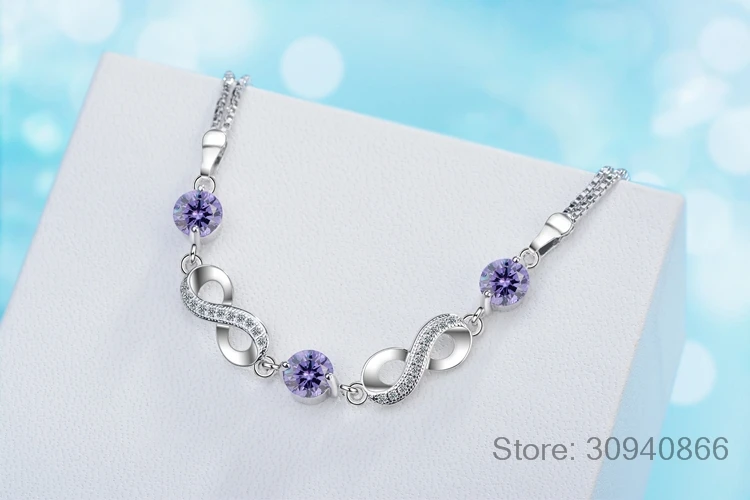 Authentic 925 Sterling Silver Endless Love Infinity Chain Link Adjustable Women Bracelet Luxury Silver Jewelry SCB037 - Image 6