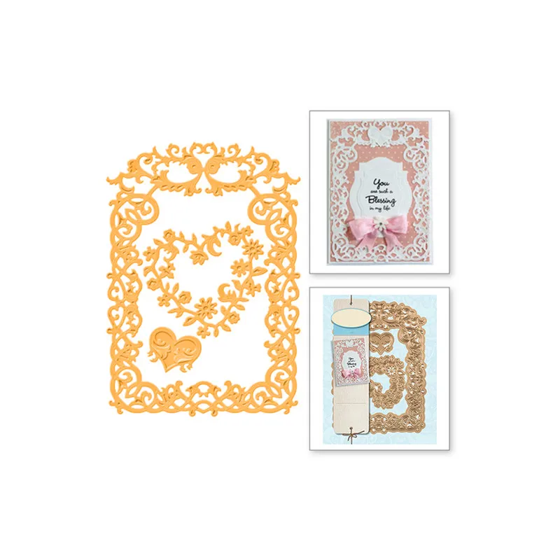 

Naifumodo Valentine Metal Cutting Dies Scrapbooking Lace Craft Dies for Cards Making Embossing Cut New Frame Die Rectangle Cover