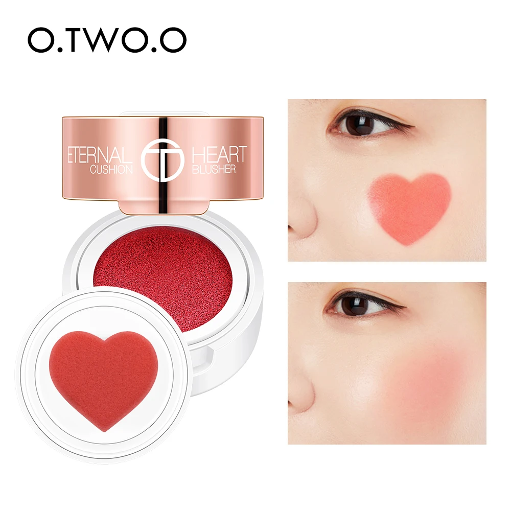 

O.TWO.O 4 Colors Air Cushion Blusher Folding Heart Shape Shimmer Blush Rouge Easy To Wear Natural Face Contour Makeup Bronzer