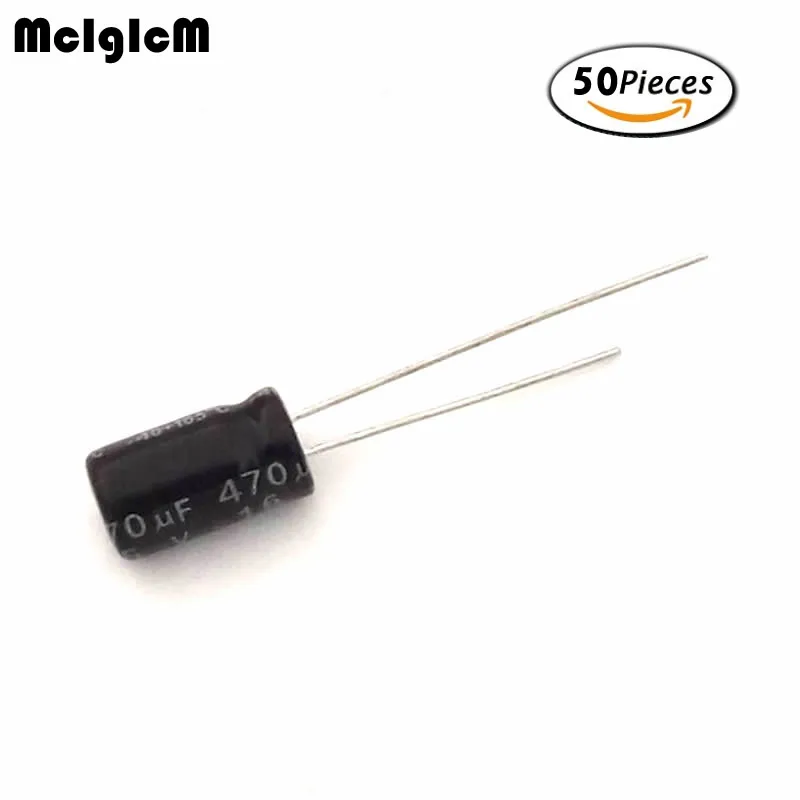 

MCIGICM 50pcs Aluminum electrolytic capacitor 470uF 16V 6*11 Electrolytic capacitor