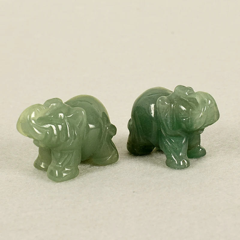 1,5 дюймов ручная работа резной камень фигурки слонов зеленый авантюрин мини животные статуя ремесло для декора целебный Кристалл фэн шуй